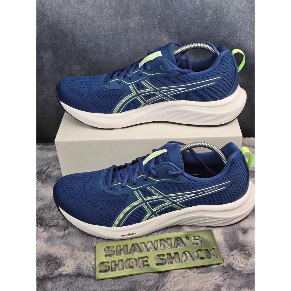 NWT ASICS Gel-Contend 9 Blue Lime Green Running Shoes Mens 11.5